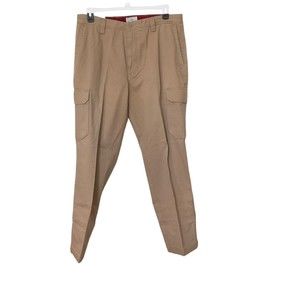 Dockers Iconic Cargo Pants Relaxed Fit Flat Front Size 36x32" Tan New